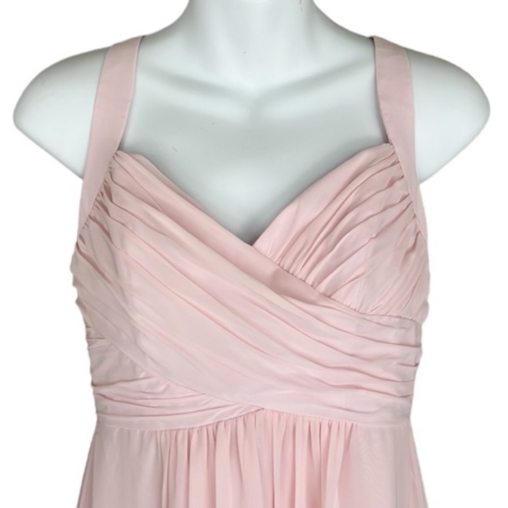 Alfred Angelo Ballerina Pink Style 7372L Draped Empire Long Bridesmaid Dress - Picture 4 of 12